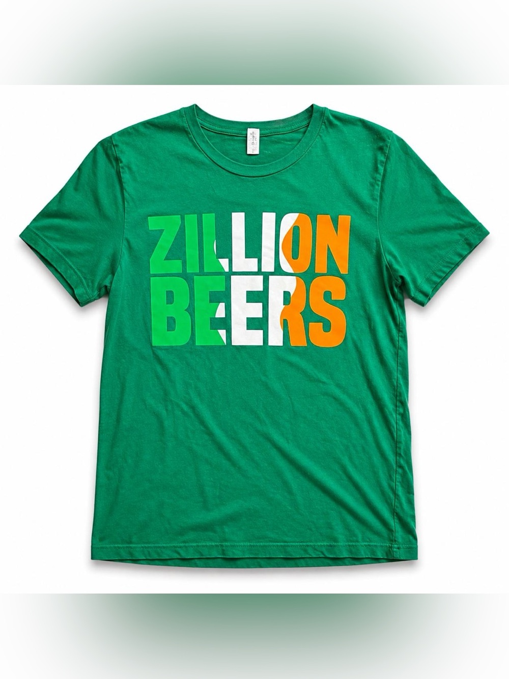 Barstool Zillion Beers Graphic Tee Green Cotton Crew Neck Short Sleeve M